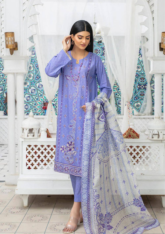 3 Pcs Safwa Women Lawn Embroidered Stitched Suit 3P-EMB-122