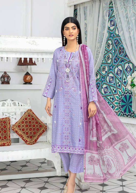 3 Pcs Safwa Women's Lawn Embroidered Stitched Suit 3P-EMB-123